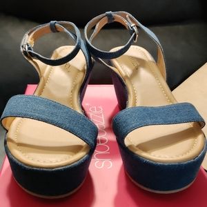 Denim platform sandals